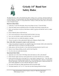 Grizzly 14â Band Saw Safety Rules - Valley Woodworkers