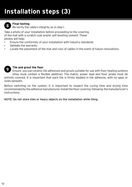 120v & 240v CAPFM Heating Mat Installation guide - Warmup