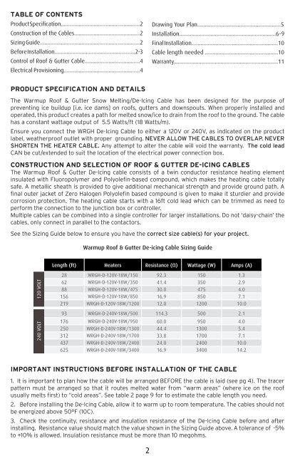 De-Icing Cable for Roofs and Gutters - Warmup