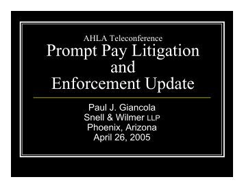 Prompt Pay Litigation and Enforcement Update - Snell & Wilmer