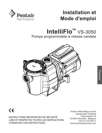 Notice pompe Intelliflo-WV3R7J - France Accessoires Piscines