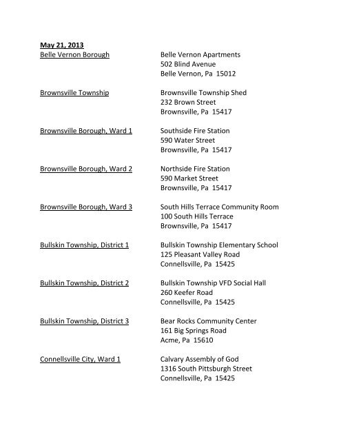 Polling Places - Fayette County