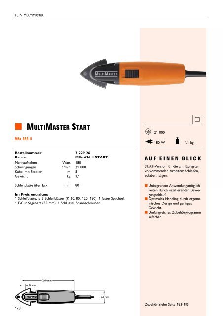 FEIN Elektrowerkzeuge mit oszillieren- dem Bewegungsablauf für ...