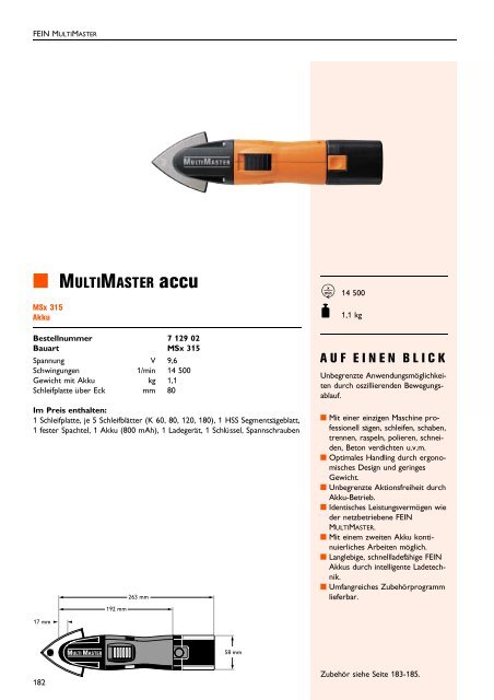 FEIN Elektrowerkzeuge mit oszillieren- dem Bewegungsablauf für ...