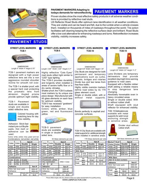Pavement markers Page 9 - US Reflector