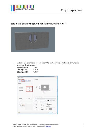 Tipp Allplan 2009 Wie erstellt man ein getrenntes halbrundes Fenster?