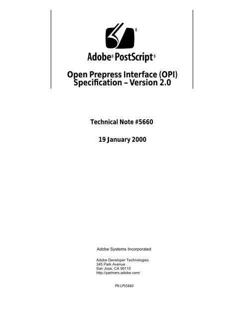 Open Prepress Interface (OPI) Specification ... - Adobe Partners