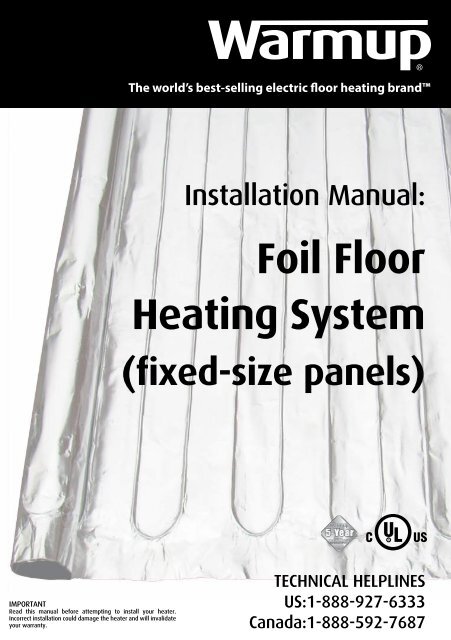 Foil Heating Panels Installation Manual, Warmup Heated Floor