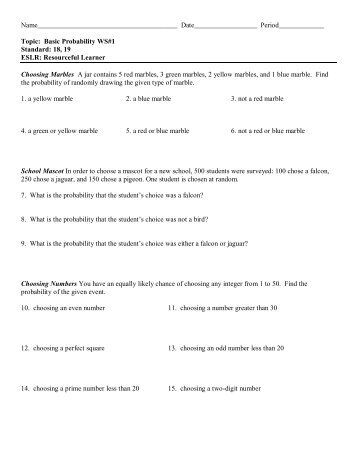 Basic Probability WS#1 Standar