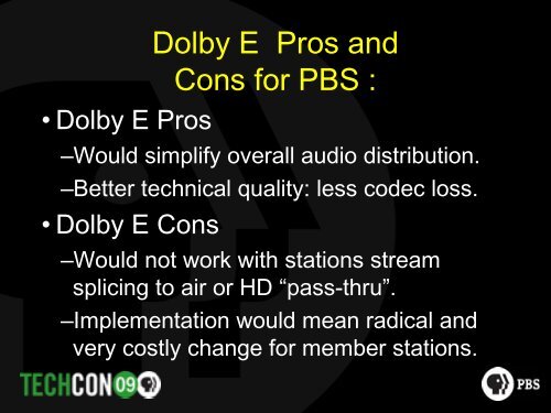 Dolby AC-3 in a Broadcast Plant - PBS