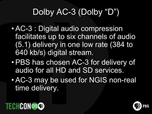 Dolby AC-3 in a Broadcast Plant - PBS