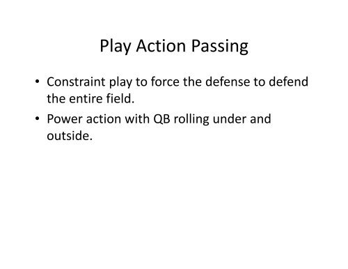 Play Action Passing - Gregory Double Wing