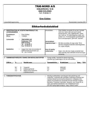 Sikkerhedsdata - TrÃ¦ Nord