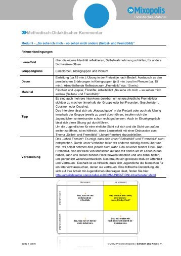 PDF: Thema Selbst-/Fremdbild - Modul 3 - Mixopolis