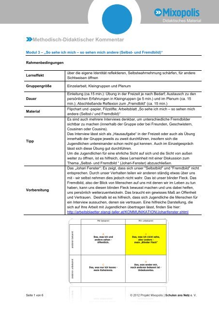 PDF: Thema Selbst-/Fremdbild - Modul 3 - Mixopolis