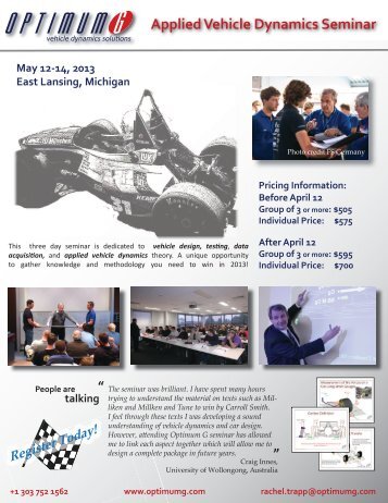 Applied Vehicle Dynamics Seminar - OptimumG