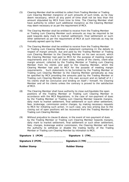 TRADING MEMBER AGREEMENT 1. The PROFESSIONAL ... - MCX