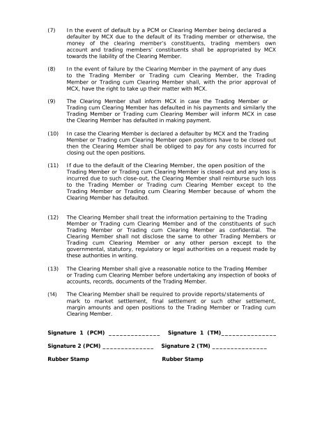 TRADING MEMBER AGREEMENT 1. The PROFESSIONAL ... - MCX