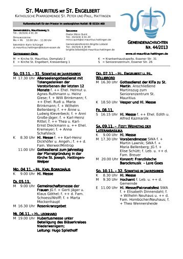 Gemeindenachrichten 44-2013 - mauritiusdom-hattingen.de