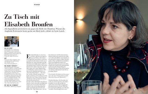 Interview: Zu Tisch mit Elisabeth Bronfen - Slow Food Schweiz