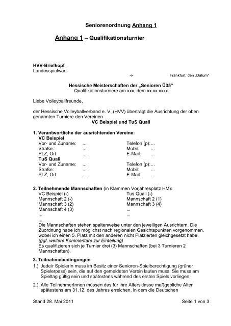 Anhang 1: Qualifikationsturnier – Vorlage