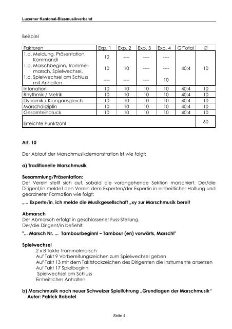Reglement Marschmusik - Luzerner Kantonal-Blasmusikverband