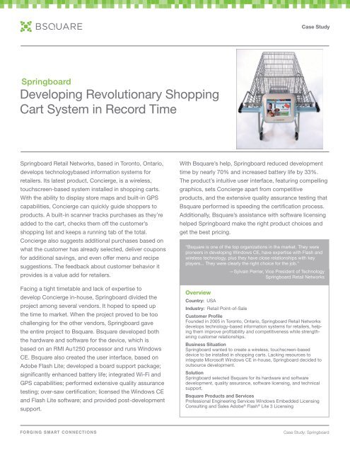 Springboard Developing Revolutionary Shopping Cart ... - Bsquare
