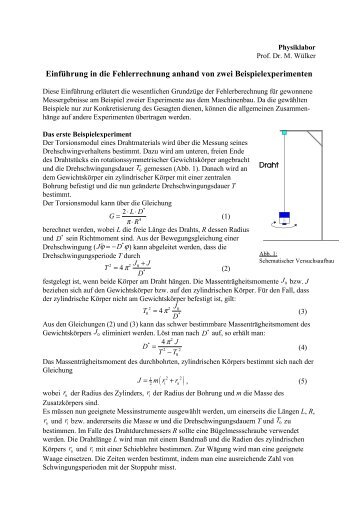 Erstes Beispielexperiment Torsionspendel (Nr. 8) - MV-Sirius ...