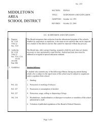 233 - Suspension And Expulsion - the Middletown Area School District