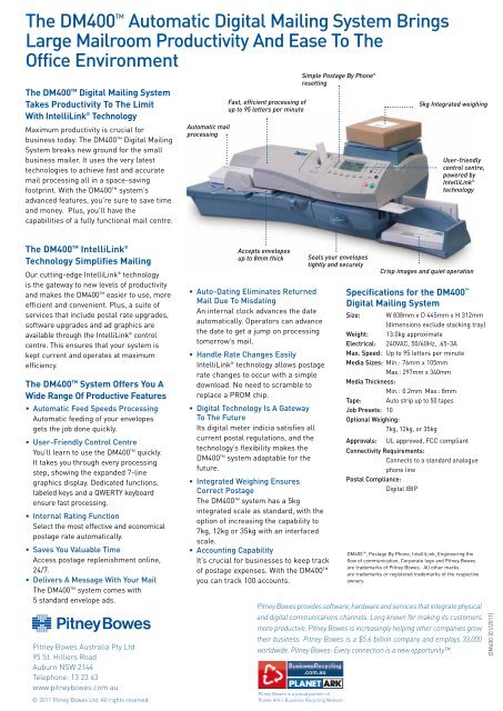 DM400 Postage Meter Brochure - Pitney Bowes