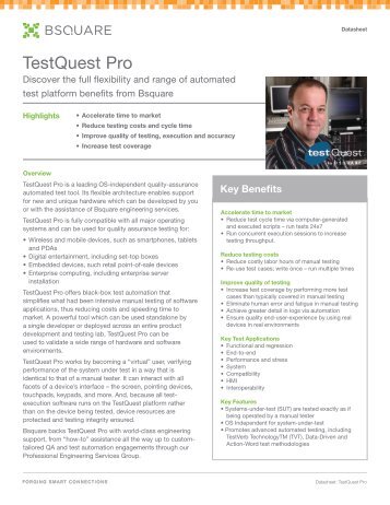 TestQuest Pro Overview - Bsquare