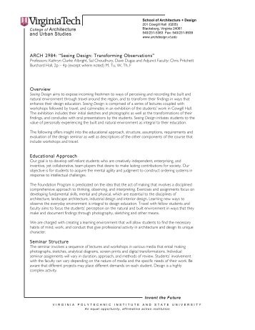 a syllabus SD2012 - School of Architecture + Design - Virginia Tech