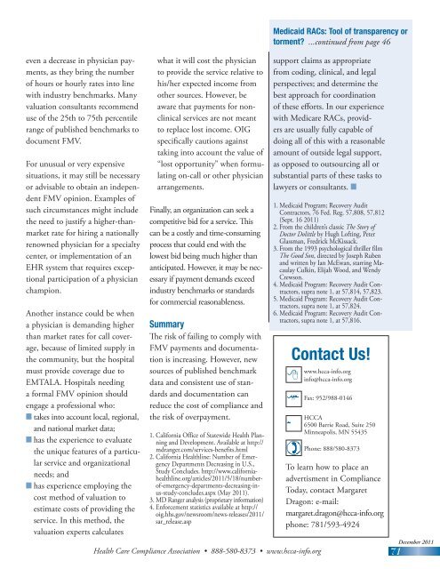 Quality of the estimate. December, p. 47 - Health Care Compliance ...