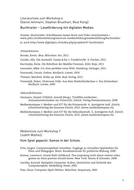 Literaturlisten zu allen Workshops - SIKJM Schweizerisches Institut ...