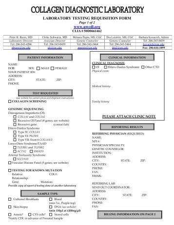 LABORATORY TESTING REQUISITION FORM www.uwcdl.org