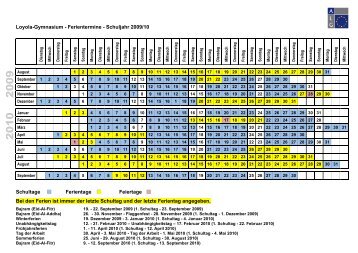 Loyola-Gymnasium - Ferientermine - Schuljahr 2009/10 Schultage ...