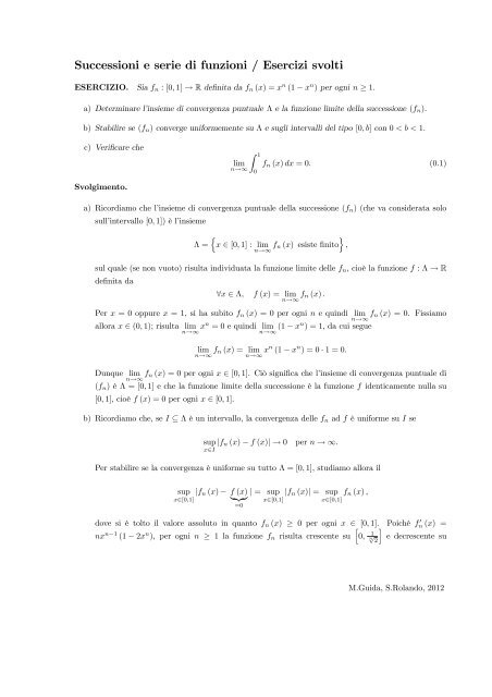 Successioni e serie di funzioni / Esercizi svolti