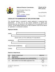 Checklist for PFA Licence - National Pension Commission - PenCom