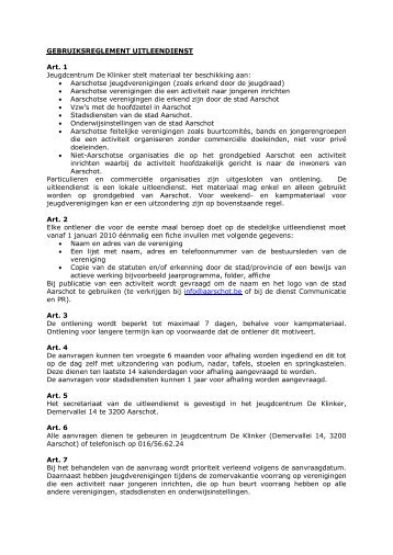 GEBRUIKSREGLEMENT UITLEENDIENST - De Klinker