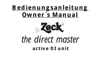 DBA 20 owner`s manual - Zeck Audio