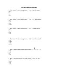 Worksheet: Completing Square 1. What value of b makes the ...