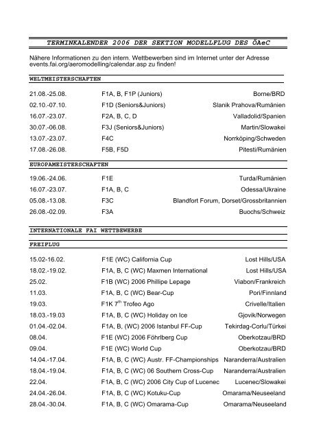 TERMINkalender 2006 - Manfreds Modellflug-Freakshow