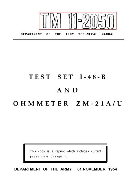 TEST SET I-48-B AND OHMMETER ZM-21A/U - Liberated Manuals