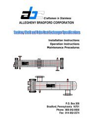 Sanitary Shell and Tube Heat Exchanger Specifications - Allegheny ...