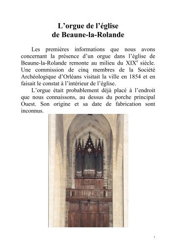 Télécharger l'histoire complète de l'orgue de Beaune-la-Rolande