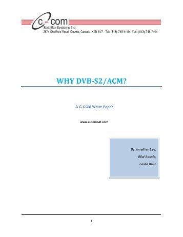 WHY DVB-S2/ACM? - Satellite Evolution Group