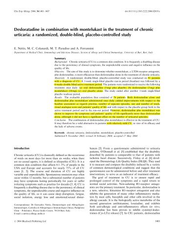 Desloratadine in combination with montelukast in the treatment of ...