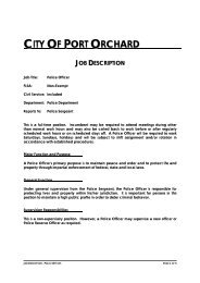 Link to Police Officer Job Description - City of Port Orchard