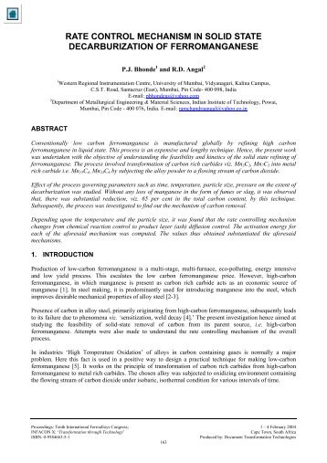 Rate Control Mechanism in Solid State Decarburization of - Pyro.co.za