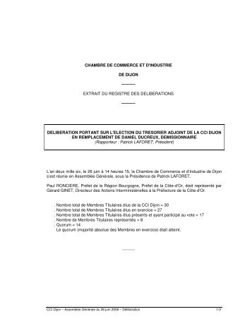extrait du registre des deliberations ... - CCI CÃ´te-d'Or
